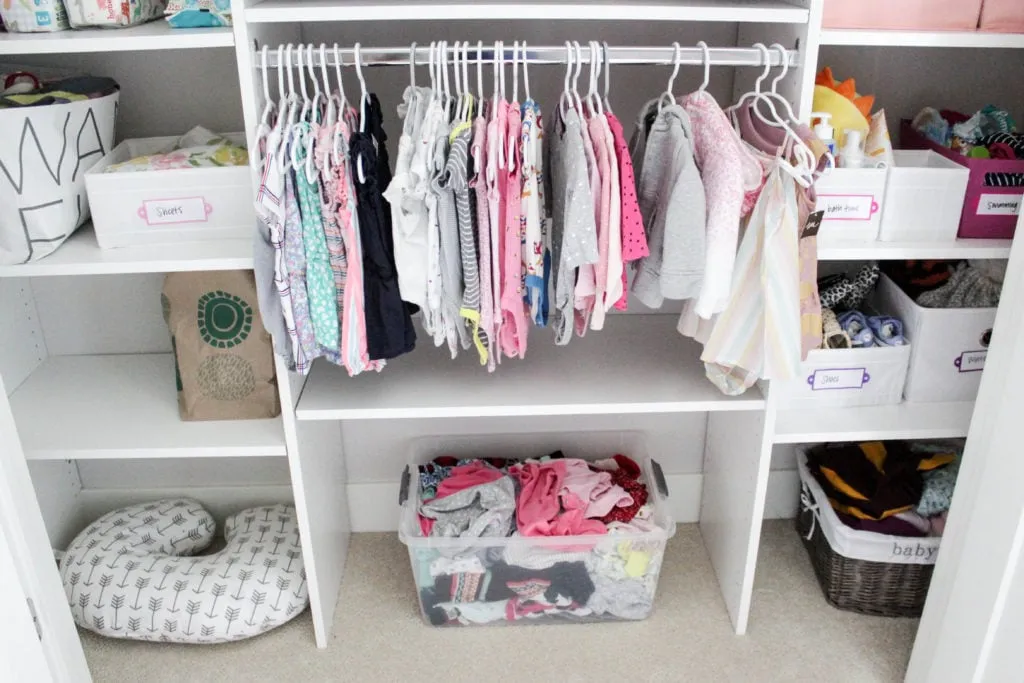 Organized baby closet